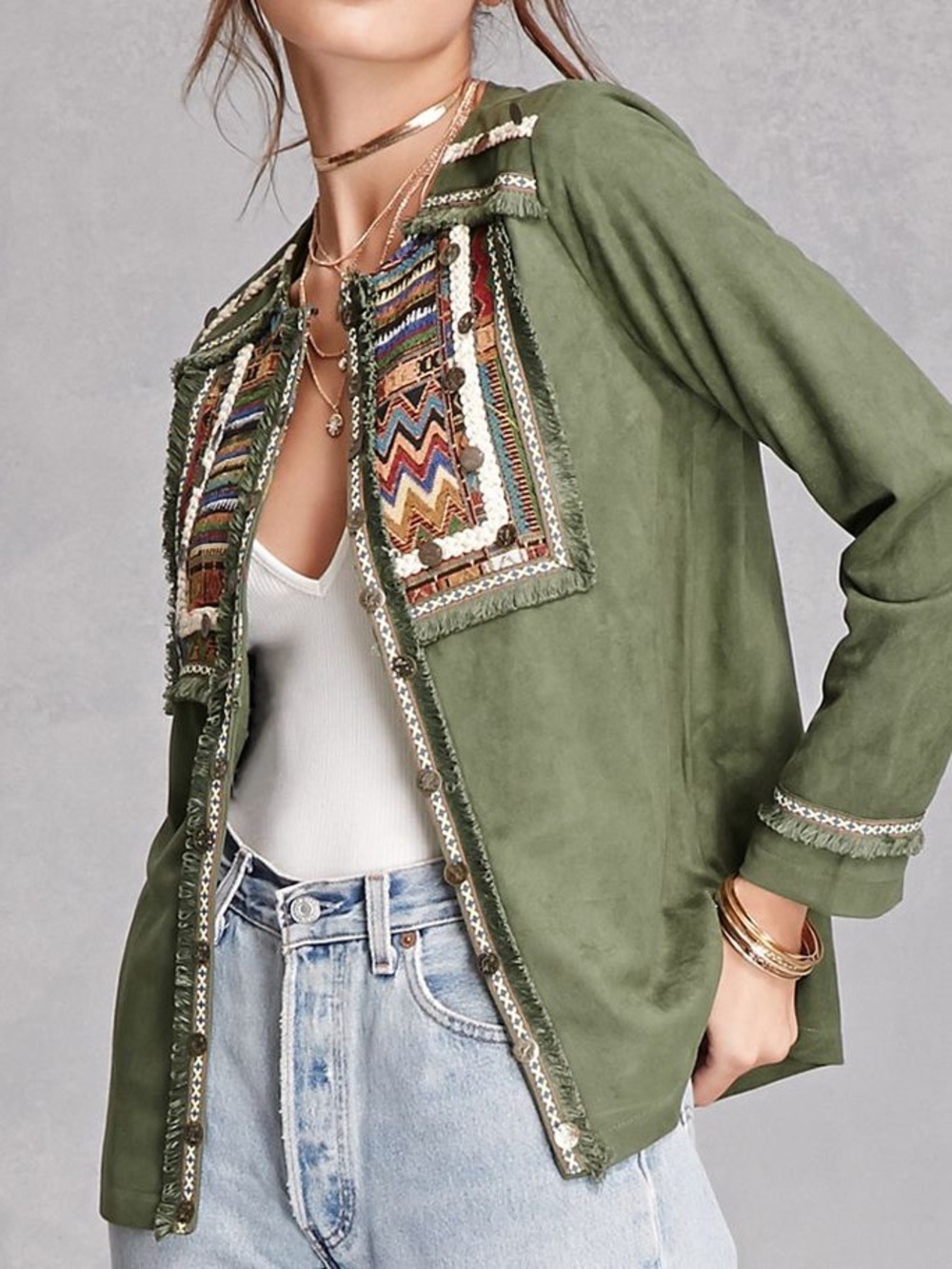 NWT Cherry Paris Boho Embroidered Jacket Size Small